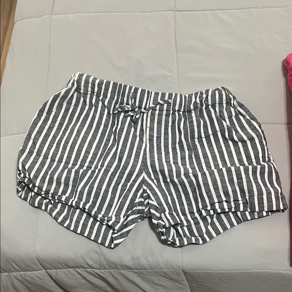 Just Living Black and White Striped High Waist Shorts - Picture 1 of 2